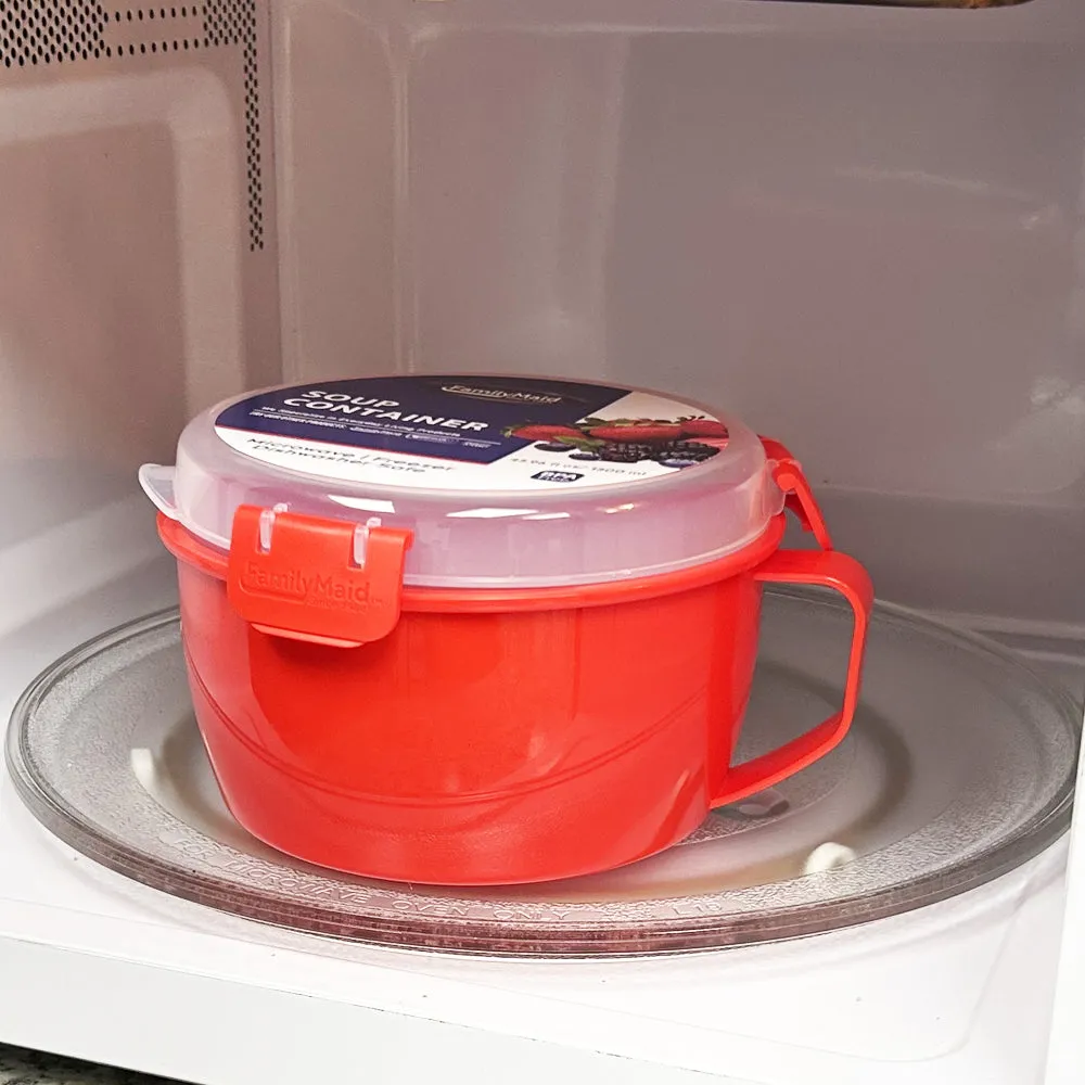 2 Pk Microwave Soup Bowl Lid Cup Noodle Cooker Oat 44oz BPA Free Container To Go