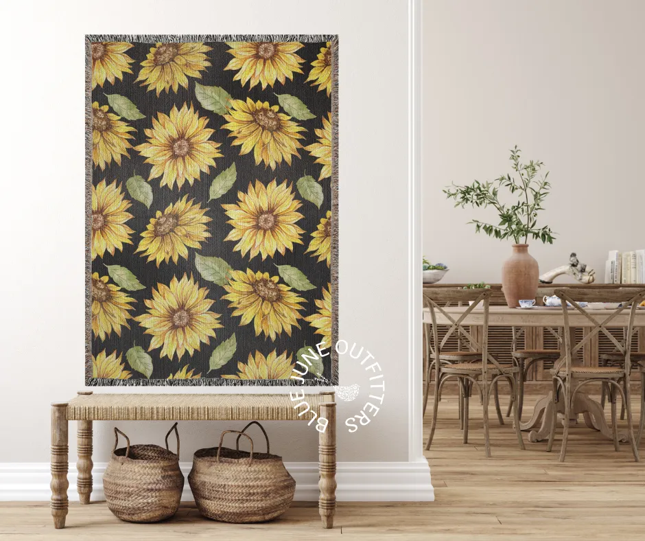 Aesthetic Sunflower Woven Blanket