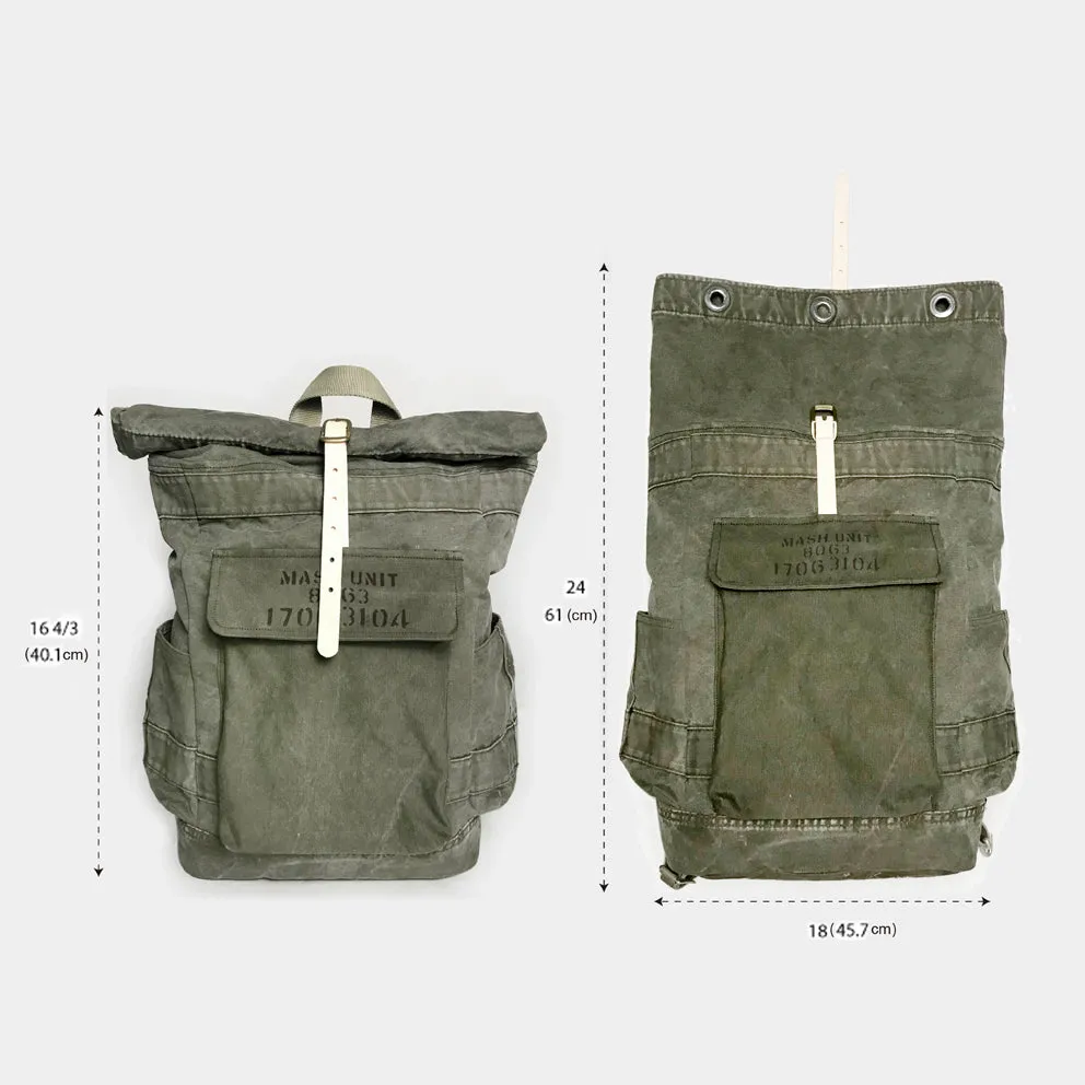 BZEN -DUFFY18-16 UPCYCLED ROLLER TOP PACK SACK-VINTAGE GREEN