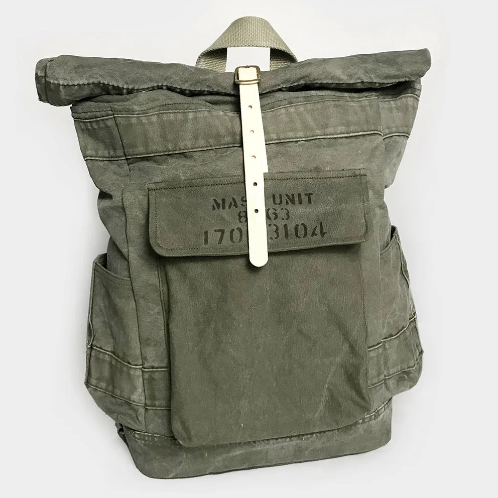 BZEN -DUFFY18-16 UPCYCLED ROLLER TOP PACK SACK-VINTAGE GREEN