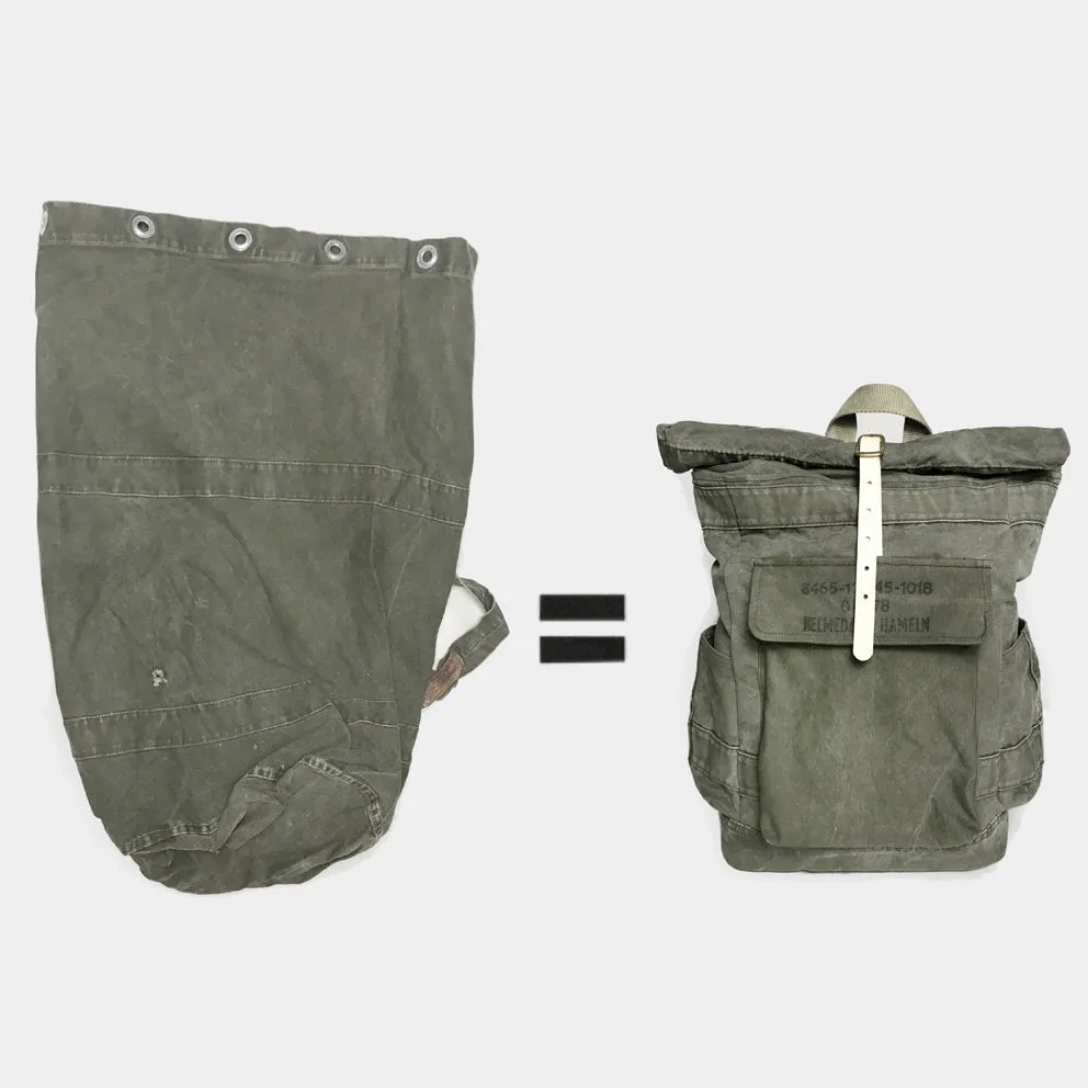 BZEN -DUFFY18-16 UPCYCLED ROLLER TOP PACK SACK-VINTAGE GREEN