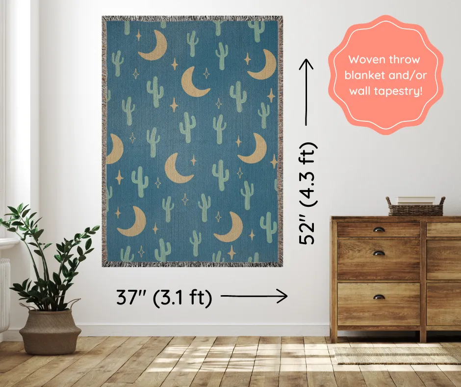 Cactus Moon | Boho Celestial Woven Blanket