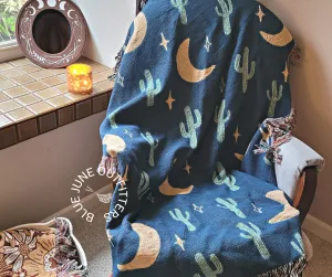 Cactus Moon | Boho Celestial Woven Blanket