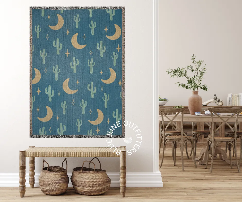 Cactus Moon | Boho Celestial Woven Blanket