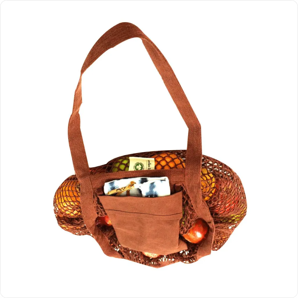 Cotton Mesh Carry Bag - Long Handle & Pouch