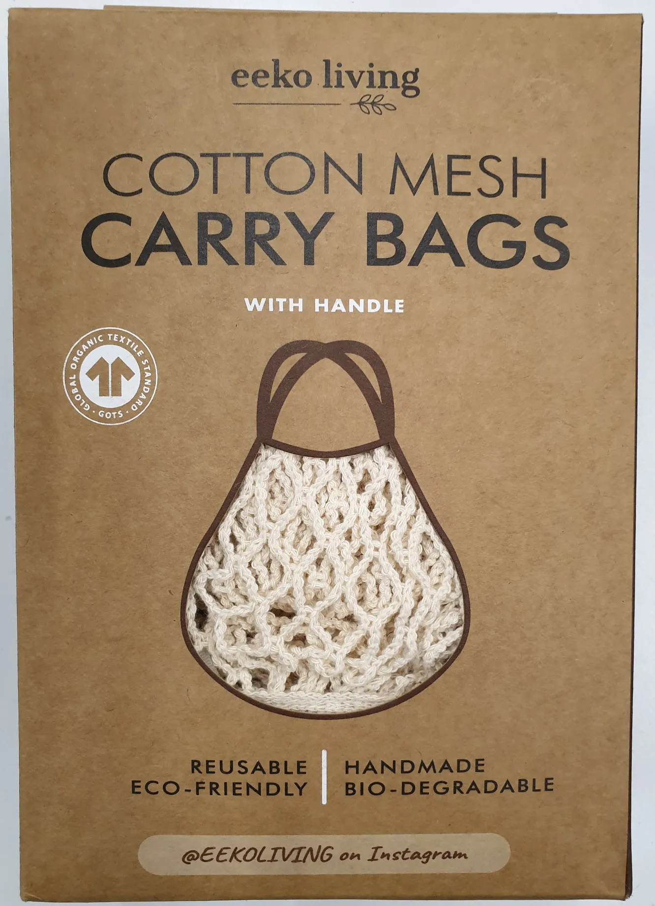 Cotton Mesh Carry Bags - Short Handle (2 Pack)