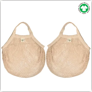 Cotton Mesh Carry Bags - Short Handle (2 Pack)