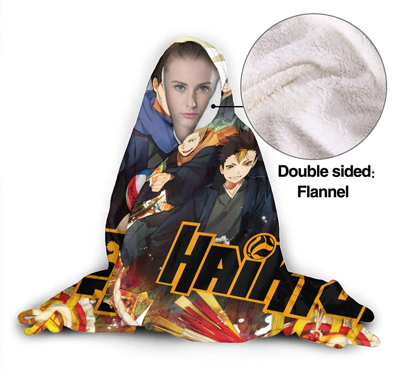 Haikyuu Hinatashoyo Soft Blankets - Flannel Hooded Blankets