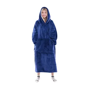 His-and-Hers Sleeves-Cute Long Flannel Plush Wearable Hooded Blanket