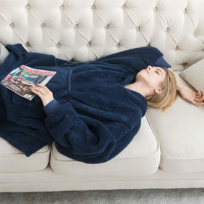 His-and-Hers Sleeves-Cute Thick Flannel Plush Wearable Blanket