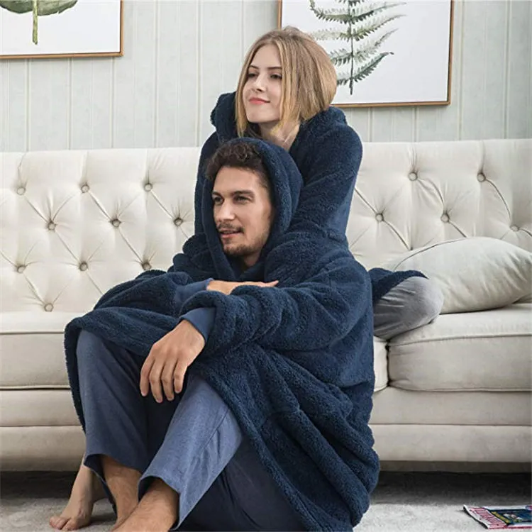 His-and-Hers Sleeves-Cute Thick Flannel Plush Wearable Blanket