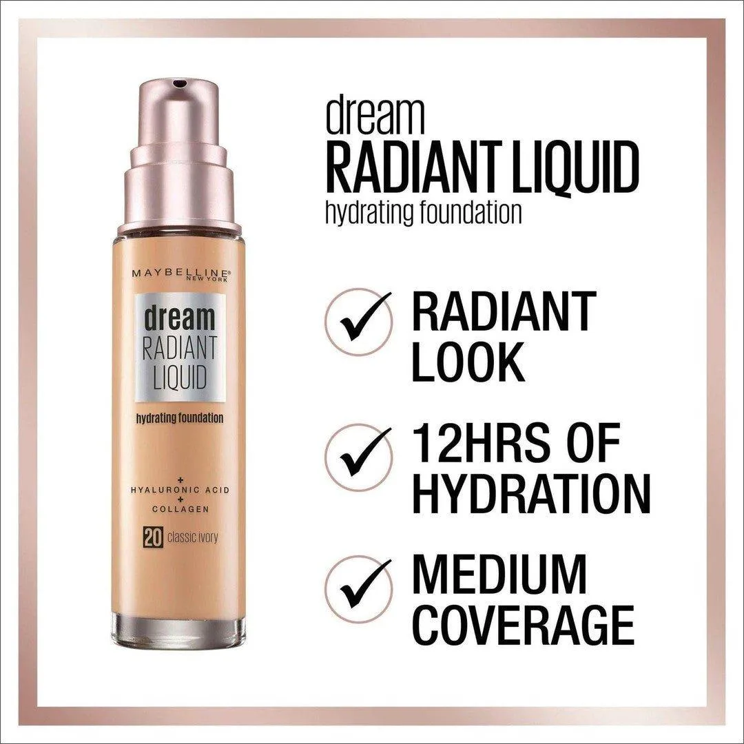 Maybelline Dream Radiant Liquid Hydrating Foundation - Sand Beige 60  30ml