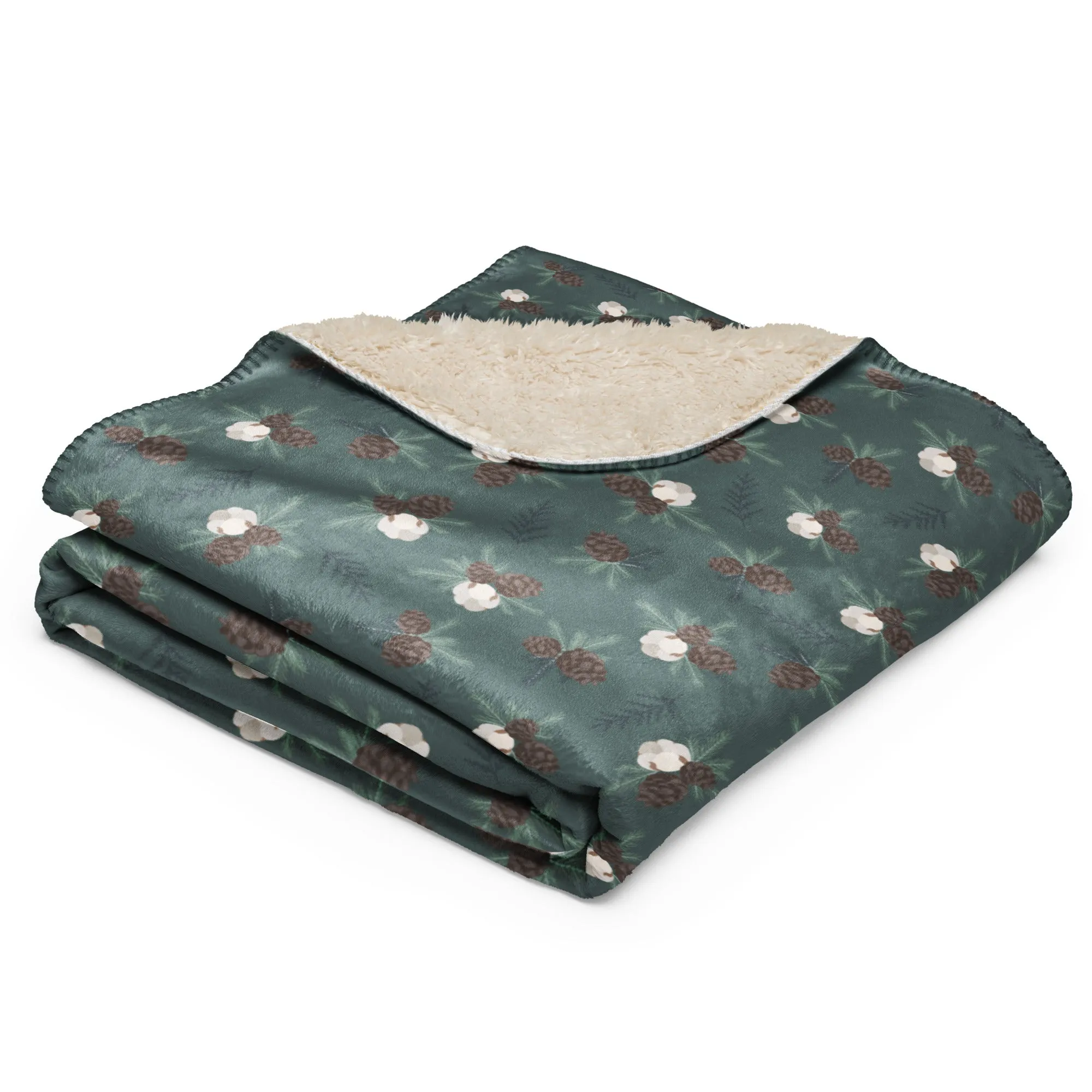 Winter Pinecone Sherpa Blanket